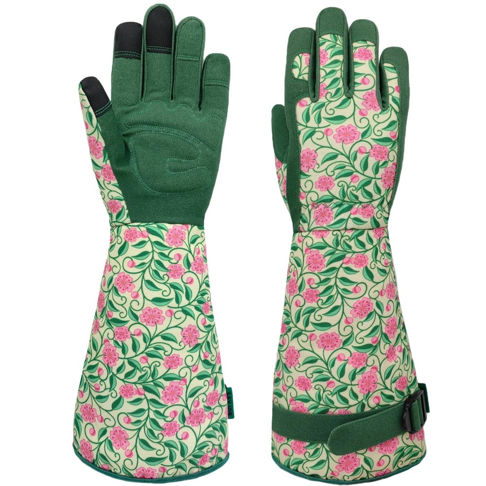 Savjob Gardening Gloves For Women Leather Thorn Proof Garden Gloves With Touchscreen Work Gloves Gifts For Women Green Small