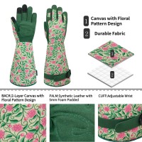 Savjob Gardening Gloves For Women Leather Thorn Proof Garden Gloves With Touchscreen Work Gloves Gifts For Women Green Small