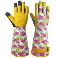 Savjob Gardening Gloves For Women Premium Grain Leather Thorn Proof Garden Gloves With Touchscreen Work Gloves For Women Gifts