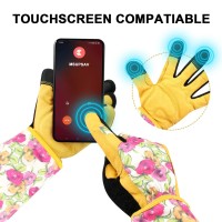 Savjob Gardening Gloves For Women Premium Grain Leather Thorn Proof Garden Gloves With Touchscreen Work Gloves For Women Gifts