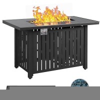 Greesum 44 Propane Gas Fire Pit Table 50 000 Btu Outdoor Rectangular Firepit With Lid Rain Cover For Outside Garden Backyard