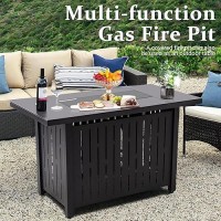 Greesum 44 Propane Gas Fire Pit Table 50 000 Btu Outdoor Rectangular Firepit With Lid Rain Cover For Outside Garden Backyard