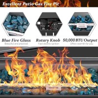 Greesum 44 Propane Gas Fire Pit Table 50 000 Btu Outdoor Rectangular Firepit With Lid Rain Cover For Outside Garden Backyard