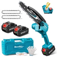 Seesii Mini Chainsaw 8Inch Mini Chainsaw Cordless Tool Set Battery Chainsaw With 2X 40Ah Batteries Handheld Electric Power