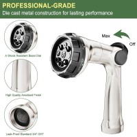 Fanhao Professional Heavy Duty Garden Hose Nozzle 100 Metal Thumb Control Water Hose Sprayer With 8 Spray Patterns High Press