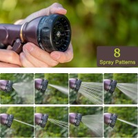 Fanhao Heavy Duty Garden Hose Nozzle 100 Metal Water Nozzle With 8 Adjustable Spray Patterns High Pressure Hose Sprayer With