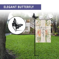 Yeahome Garden Flag Stand Holder  Premium Yard Flag Holder With Butterfly  Weather-Proof Metal Powder-Coated Flagpole For Fall Garden Flag  Halloween Garden Flag  Outdoor Garden Decor Decoration