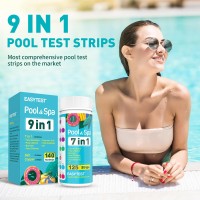 Easytest 9Way Pool Test Strips 140 Strips For Hot Tub And Spa Accurate Testing Ph Total Chlorine Free Chlorine Bromine Al