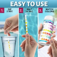 Easytest 9Way Pool Test Strips 140 Strips For Hot Tub And Spa Accurate Testing Ph Total Chlorine Free Chlorine Bromine Al