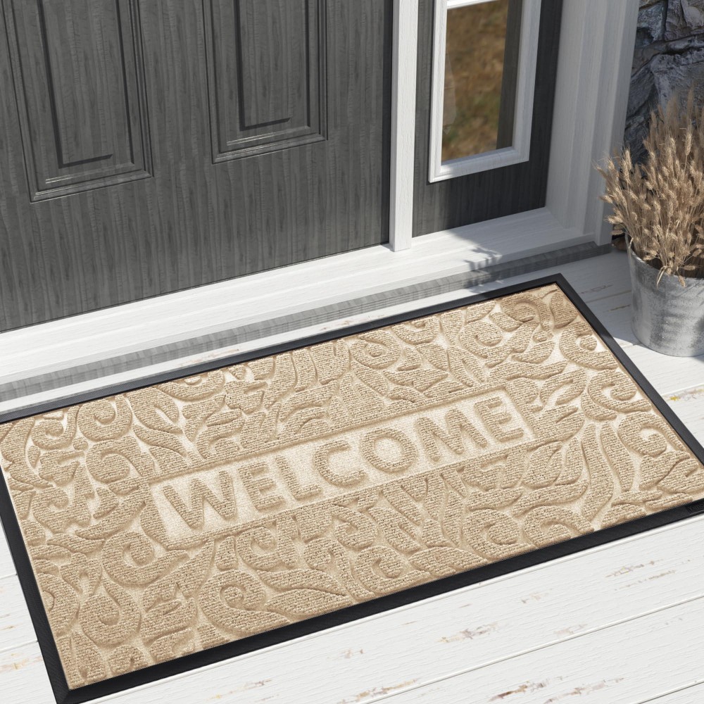 Yimobra Door Mat Indoor Outdoor Entrance Non Slip Welcome Front Doormats Heavy Duty Rubber Backing Stain And Fade Resistant