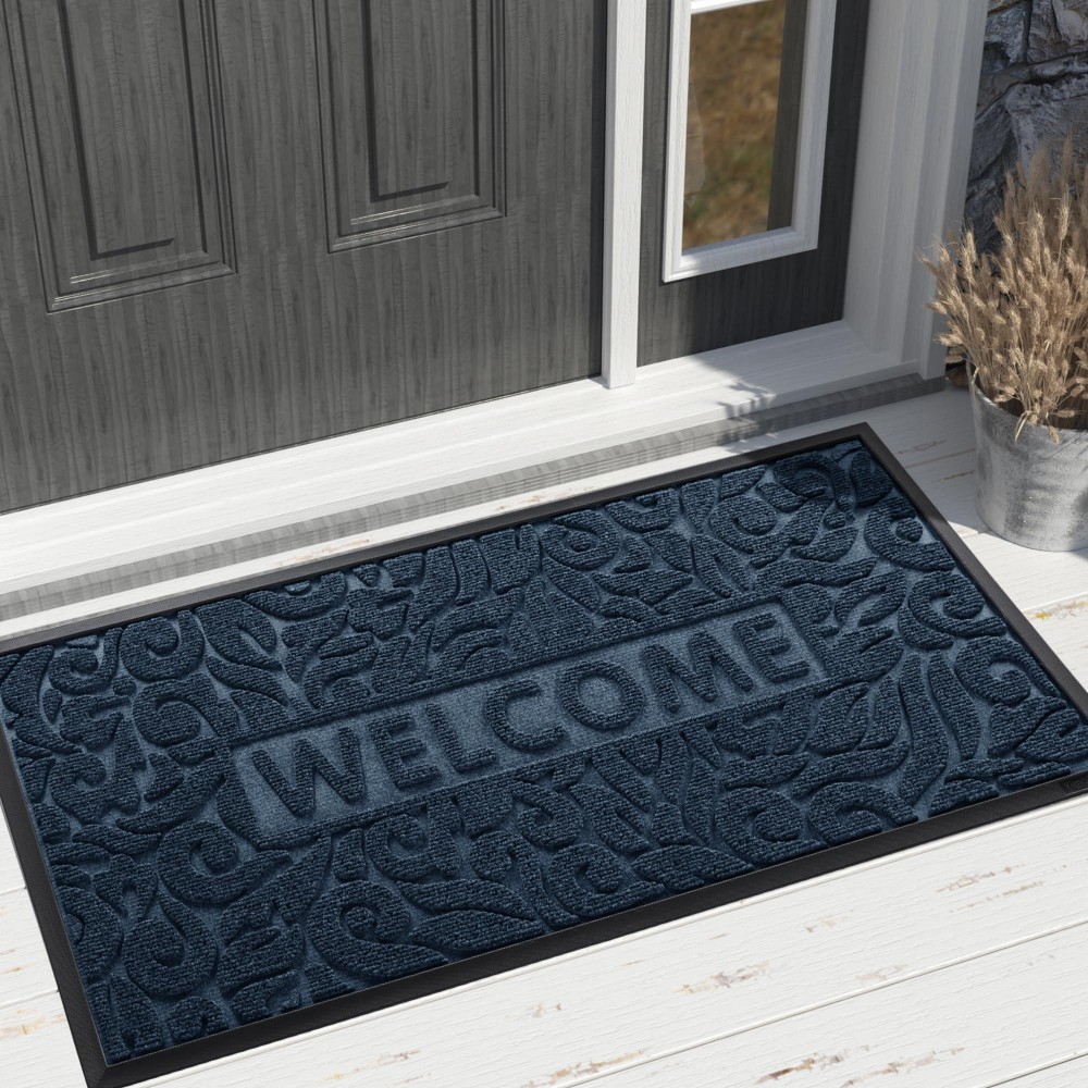 Yimobra Welcome Front Door Mat Outdoor Heavy Duty Sturdy Non Slip Doormats Rubber Backing Lowprofile Entrance Rugs Absorben