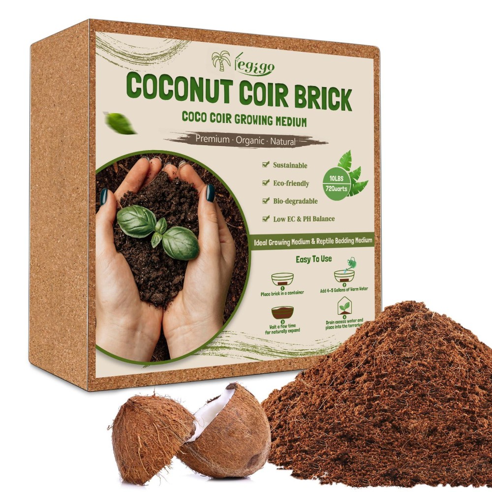 Legigo 10Lbs Organic Coco Coir Brick For Plants 100 Natural Compressed Coconut Coir Brick With Low Ec Ph Balance Coco Coir