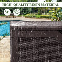 Greesum 100 Gallon Resin Deck Box Large Outdoor Storage Imitation Rattan Weave Texture For Patio Furniture Garden Tools Pool