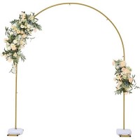 Vincidern Wedding Arch Backdrop Stand 7.8Ft  Party Balloon Arch Stand For Birthday  Bridal Baby Showers  Metal Wedding Arch Frame For Ceremony Decoration Arch Stand Backdrop Gold(With Water Base)