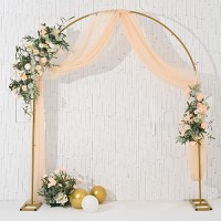 Vincidern Wedding Arch Backdrop Stand 7.8Ft  Party Balloon Arch Stand For Birthday  Bridal Baby Showers  Metal Wedding Arch Frame For Ceremony Decoration Arch Stand Backdrop Gold(With Water Base)