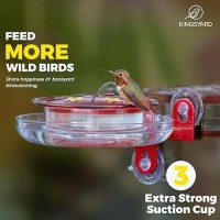 Kingsyard Window Hummingbird Feeder With Ant Moat  Strong Suction Cup Hummingbird Feeders For Outdoors - 8 Oz Leak Proof & 5 Bee Proof Feeding Ports  Red