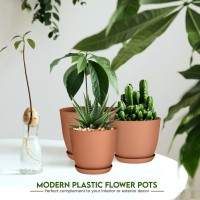 Utopia Home Plastic Terracotta Pots With Drainage 76665348 Inches Plant Pots Or Flower Pots For Indoor Planter Pack