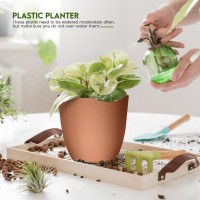 Utopia Home Plastic Terracotta Pots With Drainage 76665348 Inches Plant Pots Or Flower Pots For Indoor Planter Pack