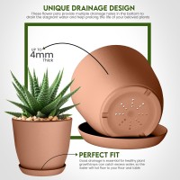 Utopia Home Plastic Terracotta Pots With Drainage 76665348 Inches Plant Pots Or Flower Pots For Indoor Planter Pack