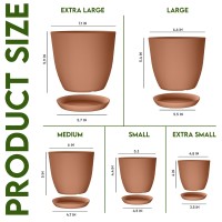 Utopia Home Plastic Terracotta Pots With Drainage 76665348 Inches Plant Pots Or Flower Pots For Indoor Planter Pack