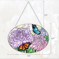 Stained Glass Suncatcher Handmade Glass Hummingbird Suncatcher 6.5 * 9Stained Glass Hanging Decoration For Window Or Wall For Mom Grandma Teacher Friend(Colorful Butterfly Style)