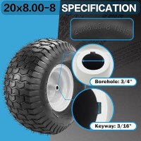 20X8008 Lawn Mower Tires With Rim 4 Ply Tubeless Tractor Turf Tire 34 Borehole 35 Offset Hub 316 Keyway For Ridin