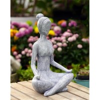 Goodeco Zen Lady Garden Outdoor Statue - Resin Collectible Figurines For Home Decor Accents & Shelf Decoration  Great Gift Ideas  11.4 Inches (Grey)