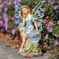 Suyorpe Garden Fairy Decor Solar Outdoor Statues Fairy Garden Accessories Fairy Figurine For Outside Garden Gifts Resin Orname