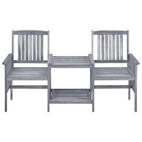 vidaXL Patio Chairs with Cushions and Tea Table Bistro Set of Solid Acacia Wood Outdoor Use