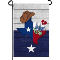 Dacawin Texas Bluebonnet Garden Flag Cowboy Hat Texas State Yard Flag Americana Western Garden Flags Polyester Double Sided For Outdoor Lawn Yard Patio Deck Porch Welcome Banner Gift 12 X 18 Inch