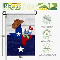 Dacawin Texas Bluebonnet Garden Flag Cowboy Hat Texas State Yard Flag Americana Western Garden Flags Polyester Double Sided For Outdoor Lawn Yard Patio Deck Porch Welcome Banner Gift 12 X 18 Inch