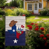 Dacawin Texas Bluebonnet Garden Flag Cowboy Hat Texas State Yard Flag Americana Western Garden Flags Polyester Double Sided For Outdoor Lawn Yard Patio Deck Porch Welcome Banner Gift 12 X 18 Inch