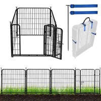 Adavin Tall Garden Fence With Gate 48 Inh 4 Panels Heavy Duty Iron Metal Fencing Border Indoor Or Outdoor Dog Playpen Anima