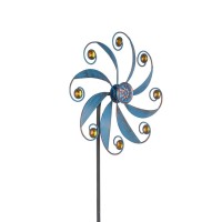 Stargarden Wind Spinner  Metal Outdoor Wind Sculptures & Spinners  Small Garden Pinwheels For Yard And Garden Decor Blue