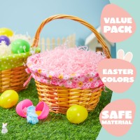 Joyin 2 Pcs Easter Rattan Wicker Basket With Liner Fruit Storage Serving Willow Woven Baskets With Handles Empty Gift Basket F