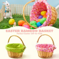 Joyin 2 Pcs Easter Rattan Wicker Basket With Liner Fruit Storage Serving Willow Woven Baskets With Handles Empty Gift Basket F