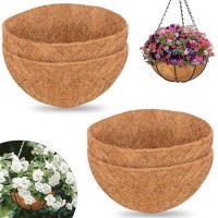 Zeedix 4Pcs 14 Inch Coconut Liners For Planters Round Hanging Basket Liners 100 Natural Coco Coir Basket Coco Replacement Line