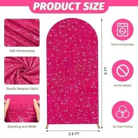 Modfuns Sparkle Arch Cover Hot Pink Sequin Arch Stand Cover 2.6X6Ft Wedding Arch Cover Fitted Spandex Arch Cover Stretchy Arch Cover Round Top Covers For Arch Vintage Cover For Ceremony Banquet