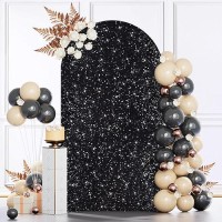 Modfuns 6Ft Black Sequince Arch Cover Backdrop Covers Sequin Spandex Arch Cover Wedding Arch Cover Backdrop Fabric Glitter Arch Covers Stretchy Backdrop Arch Stand With Cover For Wedding Parties