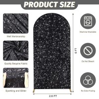 Modfuns 6Ft Black Sequince Arch Cover Backdrop Covers Sequin Spandex Arch Cover Wedding Arch Cover Backdrop Fabric Glitter Arch Covers Stretchy Backdrop Arch Stand With Cover For Wedding Parties