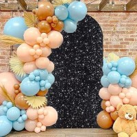 Modfuns 6Ft Black Sequince Arch Cover Backdrop Covers Sequin Spandex Arch Cover Wedding Arch Cover Backdrop Fabric Glitter Arch Covers Stretchy Backdrop Arch Stand With Cover For Wedding Parties