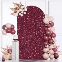 Modfuns Spandex Wedding Arch Cover 7.2Ft Arch Cover Sequin Burgundy Arch Backdrop Cover Chiara Wall Arch Cover Shimmer Arch Covers Stretchy Backdrop Party Arch Stand Cover For Wedding Ceremony Decor