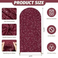 Modfuns Spandex Wedding Arch Cover 7.2Ft Arch Cover Sequin Burgundy Arch Backdrop Cover Chiara Wall Arch Cover Shimmer Arch Covers Stretchy Backdrop Party Arch Stand Cover For Wedding Ceremony Decor