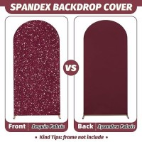 Modfuns Spandex Wedding Arch Cover 7.2Ft Arch Cover Sequin Burgundy Arch Backdrop Cover Chiara Wall Arch Cover Shimmer Arch Covers Stretchy Backdrop Party Arch Stand Cover For Wedding Ceremony Decor