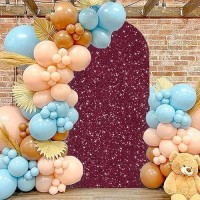 Modfuns Spandex Wedding Arch Cover 7.2Ft Arch Cover Sequin Burgundy Arch Backdrop Cover Chiara Wall Arch Cover Shimmer Arch Covers Stretchy Backdrop Party Arch Stand Cover For Wedding Ceremony Decor