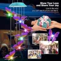 Toodour Solar Wind Chimes Outdoor  Butterfly Gifts For Mom Grandma Women Wife Girls  Color Changing Solar Lights  Decorative Mobiles For Bistro Patio Window Garden Yard Decor