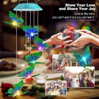 Toodour Solar Wind Chimes Outdoor  Solar Butterfly Gifts For Mom Grandma Wife Girls Women  Color Changing Solar Lights  Waterproof Decorative Mobiles For Mothers Day Patio Window Garden Yard Decor