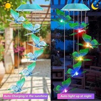 Toodour Solar Wind Chimes Outdoor  Solar Butterfly Gifts For Mom Grandma Wife Girls Women  Color Changing Solar Lights  Waterproof Decorative Mobiles For Mothers Day Patio Window Garden Yard Decor