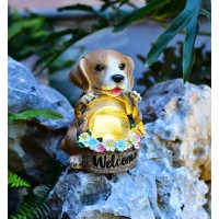 Mwfjbzxr Solar Dog Statues For Garden Decor Pet Dog Sculpture With Solar Flower Basket Garden Art Outdoor Statue With Solar Glow