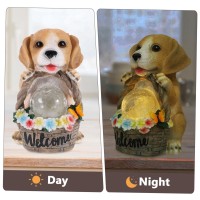 Mwfjbzxr Solar Dog Statues For Garden Decor Pet Dog Sculpture With Solar Flower Basket Garden Art Outdoor Statue With Solar Glow